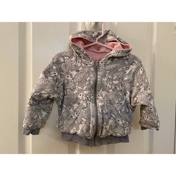 Little Wings by Paper Wings Girls Pink Rainbow Deer Reversible Hoodie Size 3 yrs - Picture 8 of 11